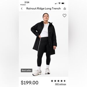 Athleta Black Rainout Ridge Long Trench